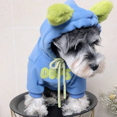 Dog Hoodie Blue Puppies Cotton Hoodie