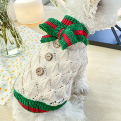 Dog Shirt Knitted bow Pet clothes