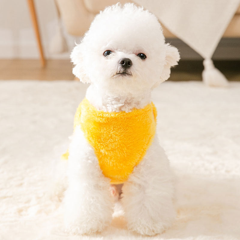 Dog Shirts Yellow Coral Fleece Bow Pet Clothes