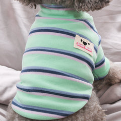 Dog Shirts Winter Velvet Teddy Stripe Bottoming Tops