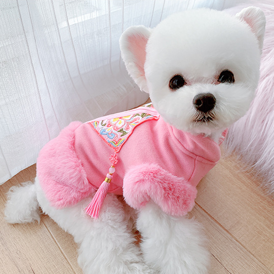 Dog Hoodie New Year festive cotton coat for small dogs