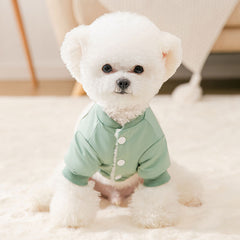 Dog Shirts Green Double Sided Stitching Winter Padded Pet Smile Coat