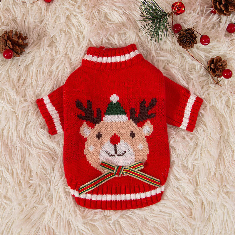 Dog Shirts Elk Christmas Festive Sweater Small and Medium Dog Pet Clothes