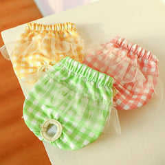 Dog Dresses for Small Dogs Plaid Anti-harassment Yarn Menstrual Pants