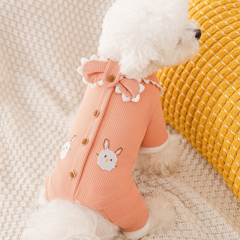 Dog Shirts Pink Cute Lapel Dog Jumpsuit