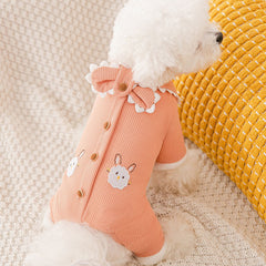 Dog Shirts Pink Cute Lapel Dog Jumpsuit