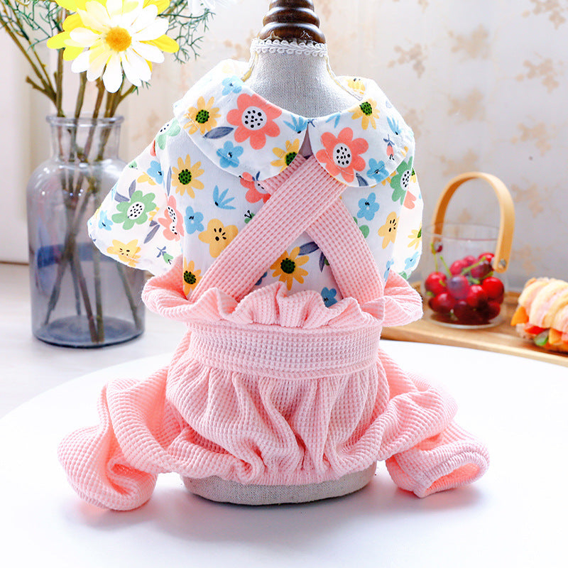 Dog Jumpsuit Garden Corduroy Floral Pet Bloomers