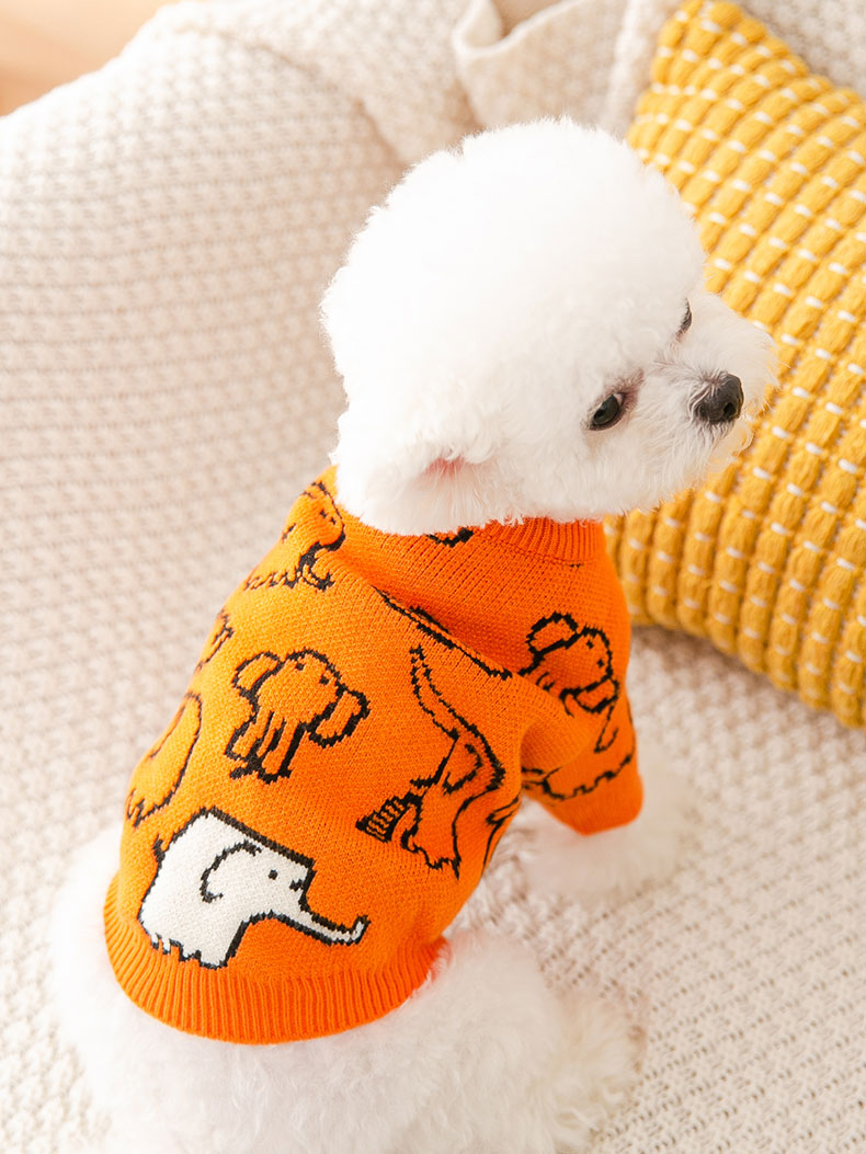 Dog Shirts Orange Pet Warm Tops Sweater