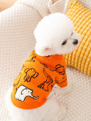 Dog Shirts Orange Pet Warm Tops Sweater