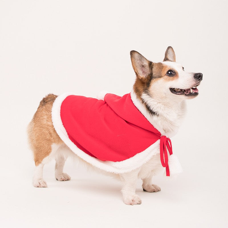 Dog Hoodie Christmas Hat Festive Red Cloak