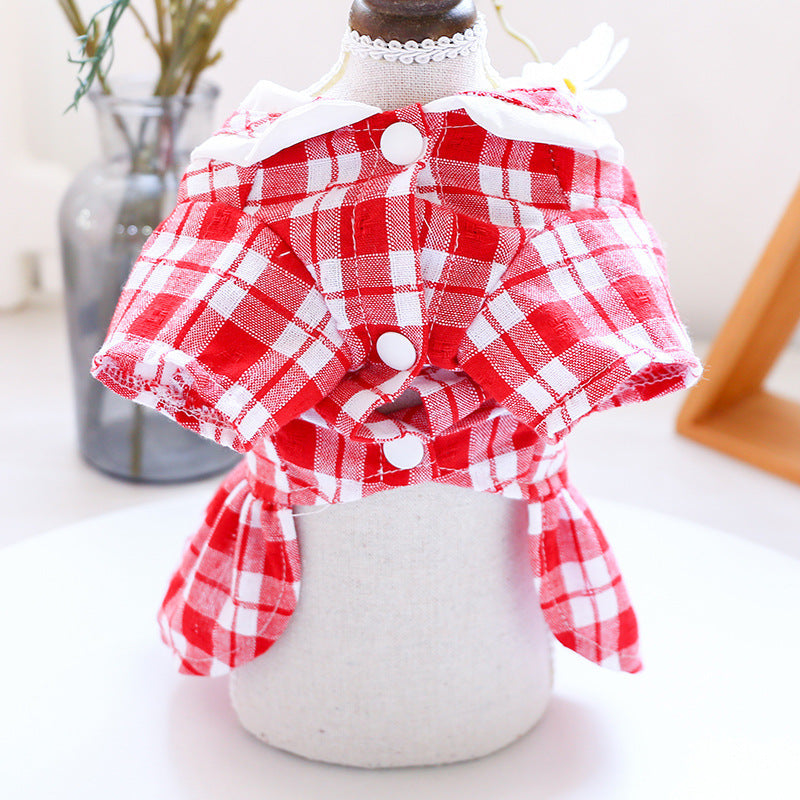 Dog Dress Three Bears Couple Plaid Skirt