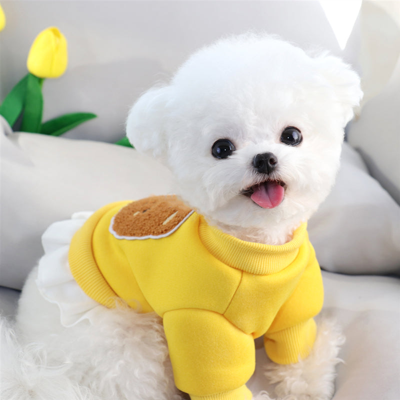 Dog Dress Yellow Spring Autumn Hoodie