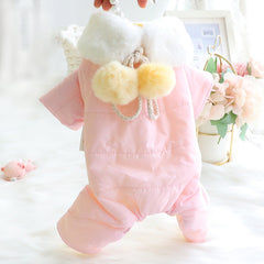 Dog Jumpsuit Winter Double-sided Fur Ball Scarf Princess