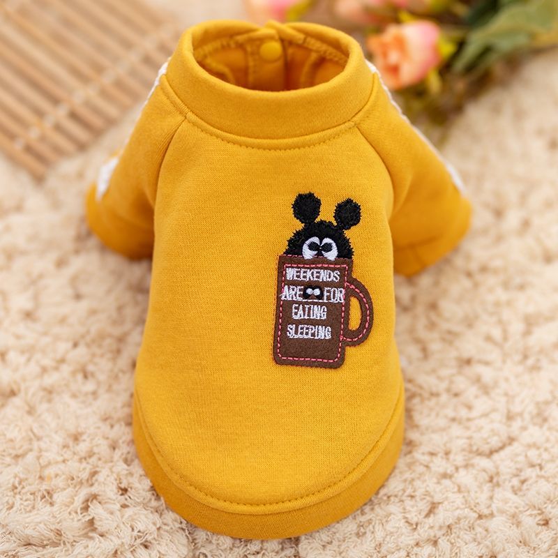 Dog Shirts Yellow Puppies Cotton Round Neck Top