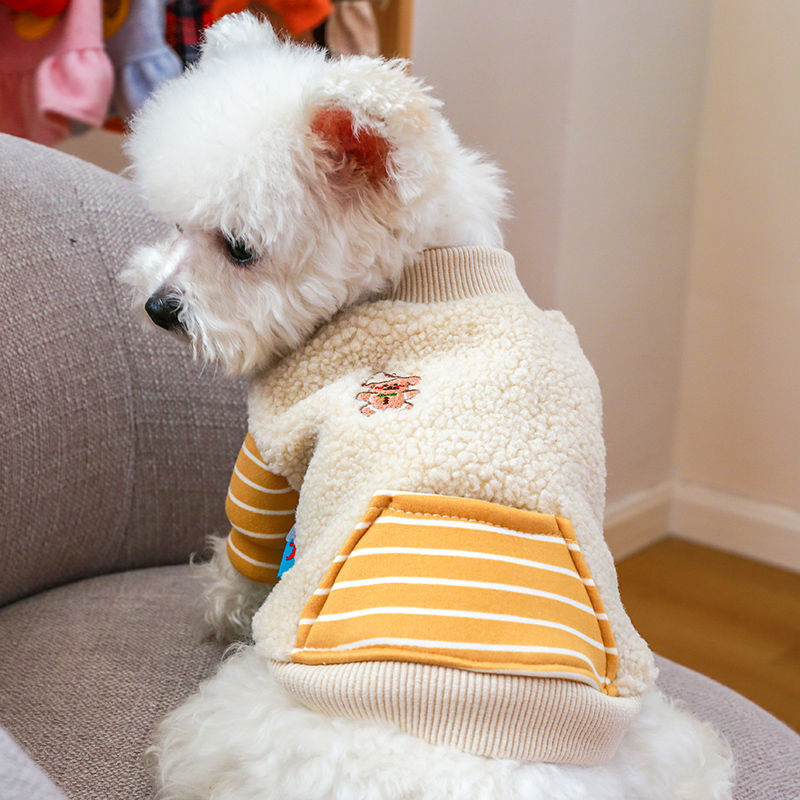 Dog Shirts Pocket Stripes Warm Sweater