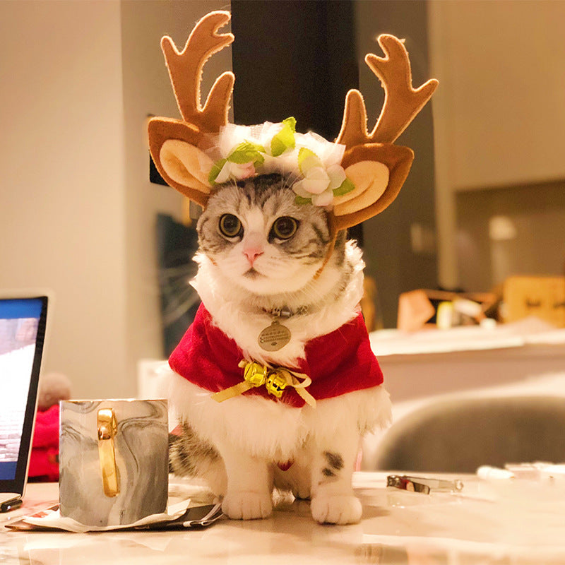 Xmas Dresses for Dogs Christmas Headdress Pet Head Flower Hat