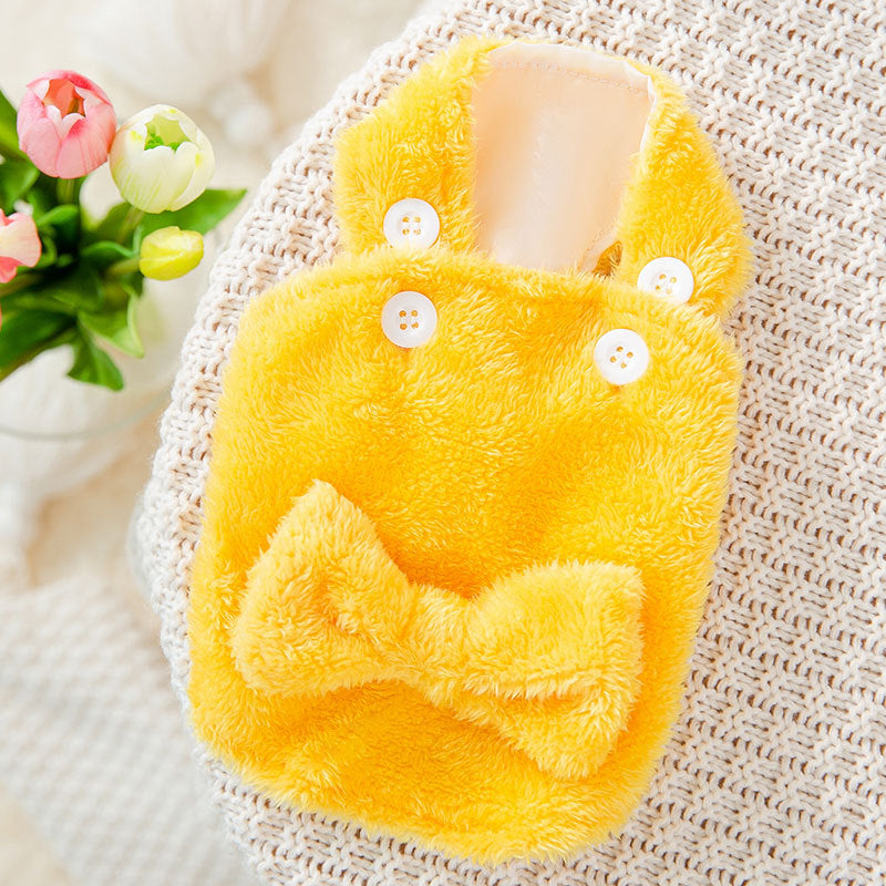 Dog Shirts Yellow Coral Fleece Bow Pet Clothes