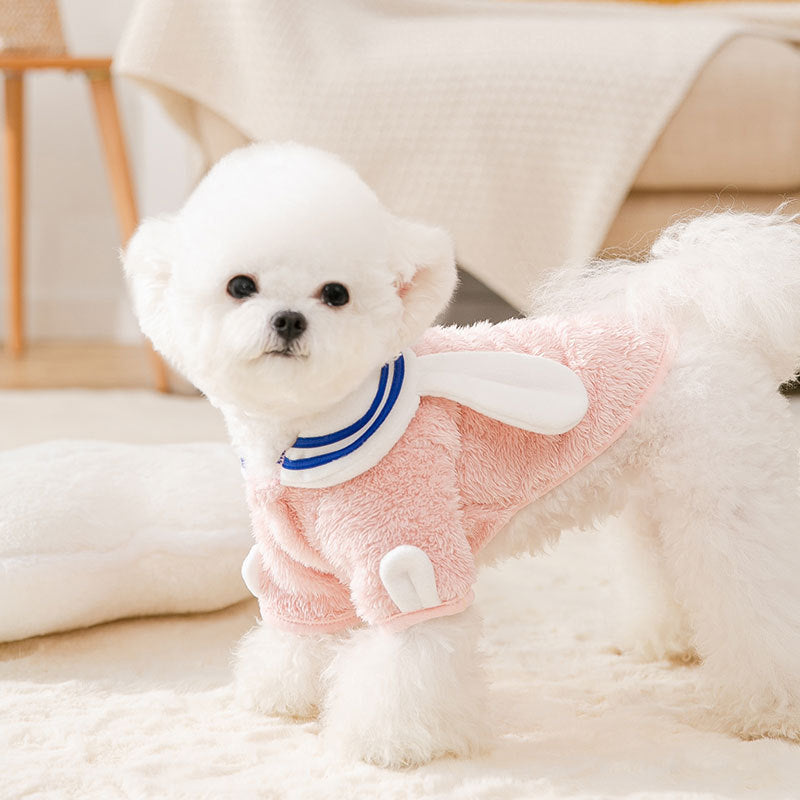 Dog Hoodie Pink Cute Cartoon Bunny Ears Warm Clothes