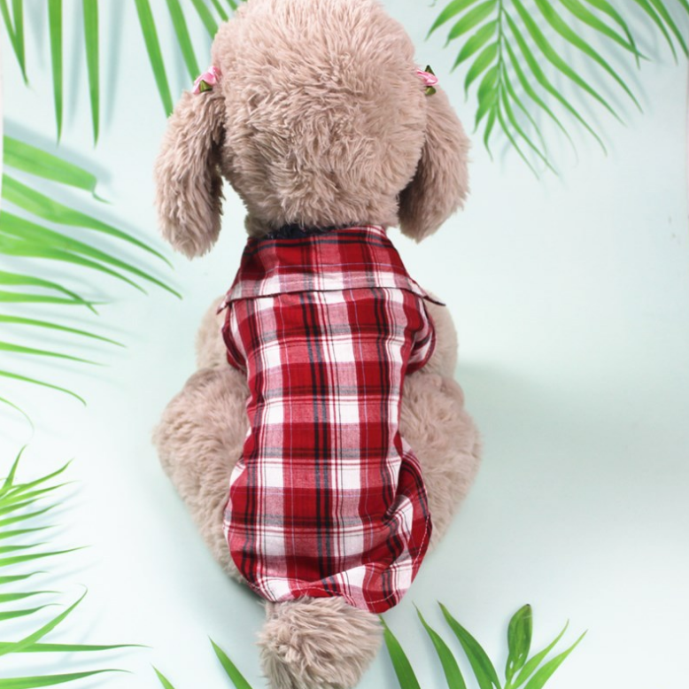 Dress of Dog Pet Plaid Shirts