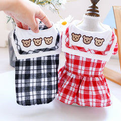 Dog Dress Three Bears Couple Plaid Skirt