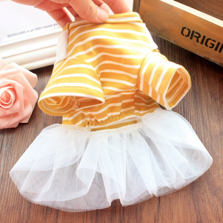 Dress of Dog Spring Cute Lace Stripe Pet Tops