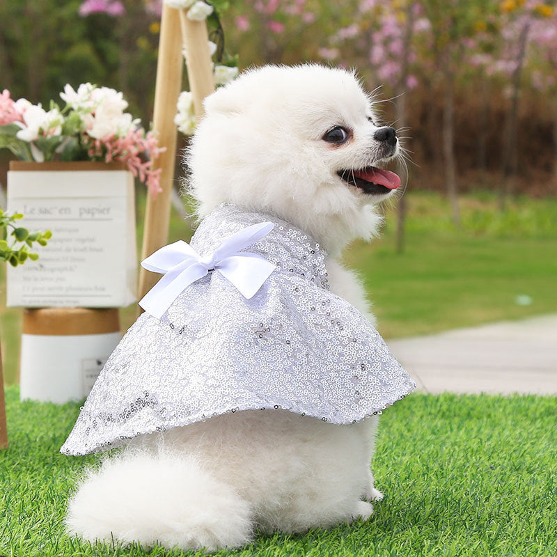 Dress of Dog Sequin Pet Princess Wedding Tops