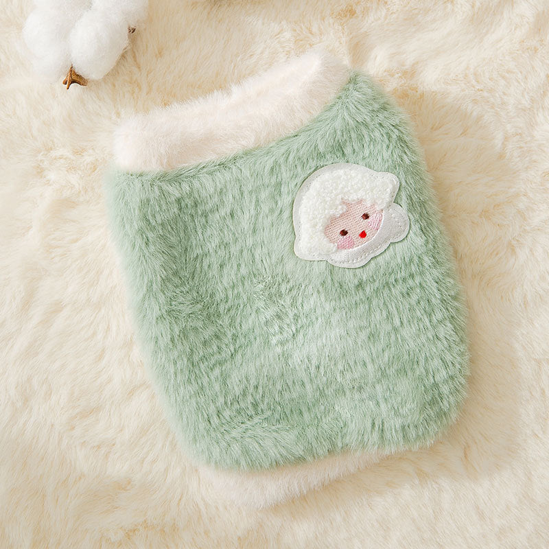 Cat Shirts Pink Cartoon Fur Neck Fleece Pet Tops