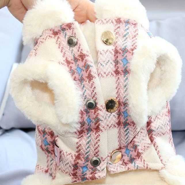 Dog Dress Puppies Plaid Cute Warm Vest Coats