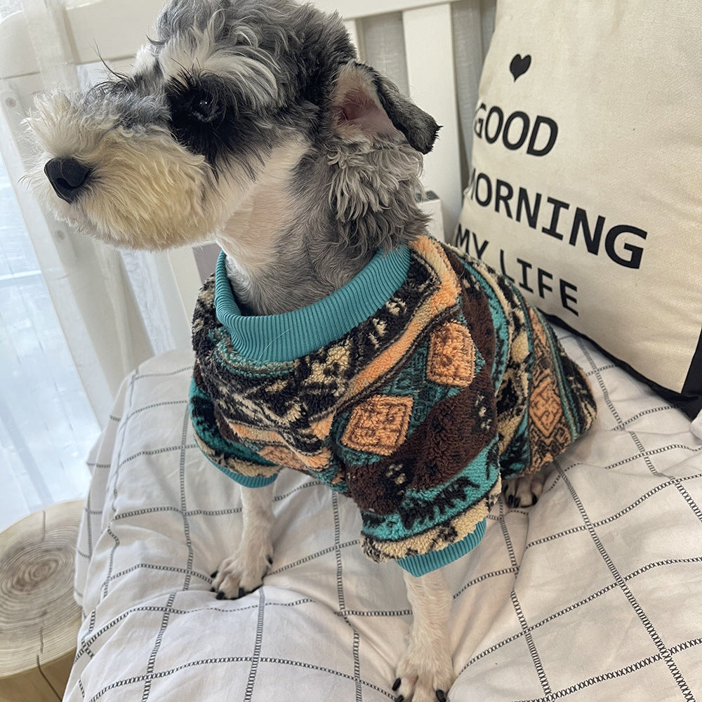 Dog Shirts Pet Western  Schnauzer Winter Warm Sweater