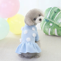 Dress of Dog Red Fur Ball Cute Pet Sweater