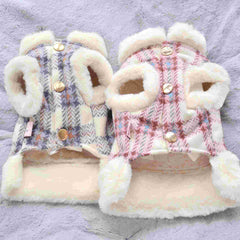 Dog Dress Puppies Plaid Cute Warm Vest Coats