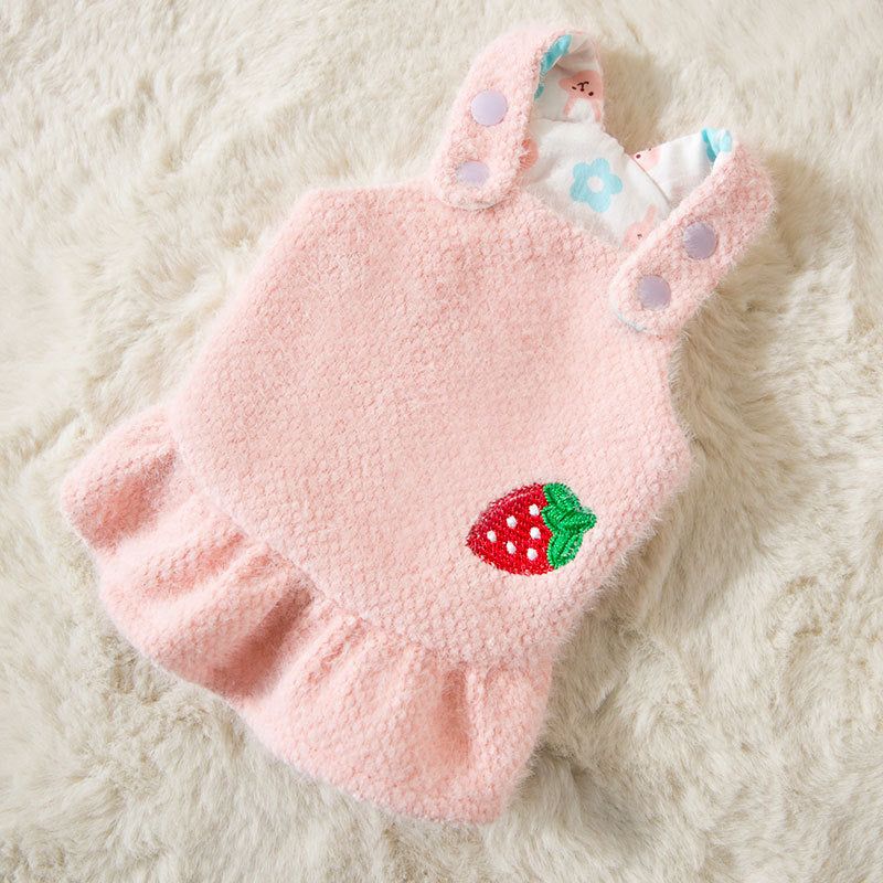 Dog Dress Chihuahua Winter Cute Suspender Strawberry Print Skirt