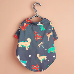 Dog Shirts Dinosaur Print Beachside Resort Top