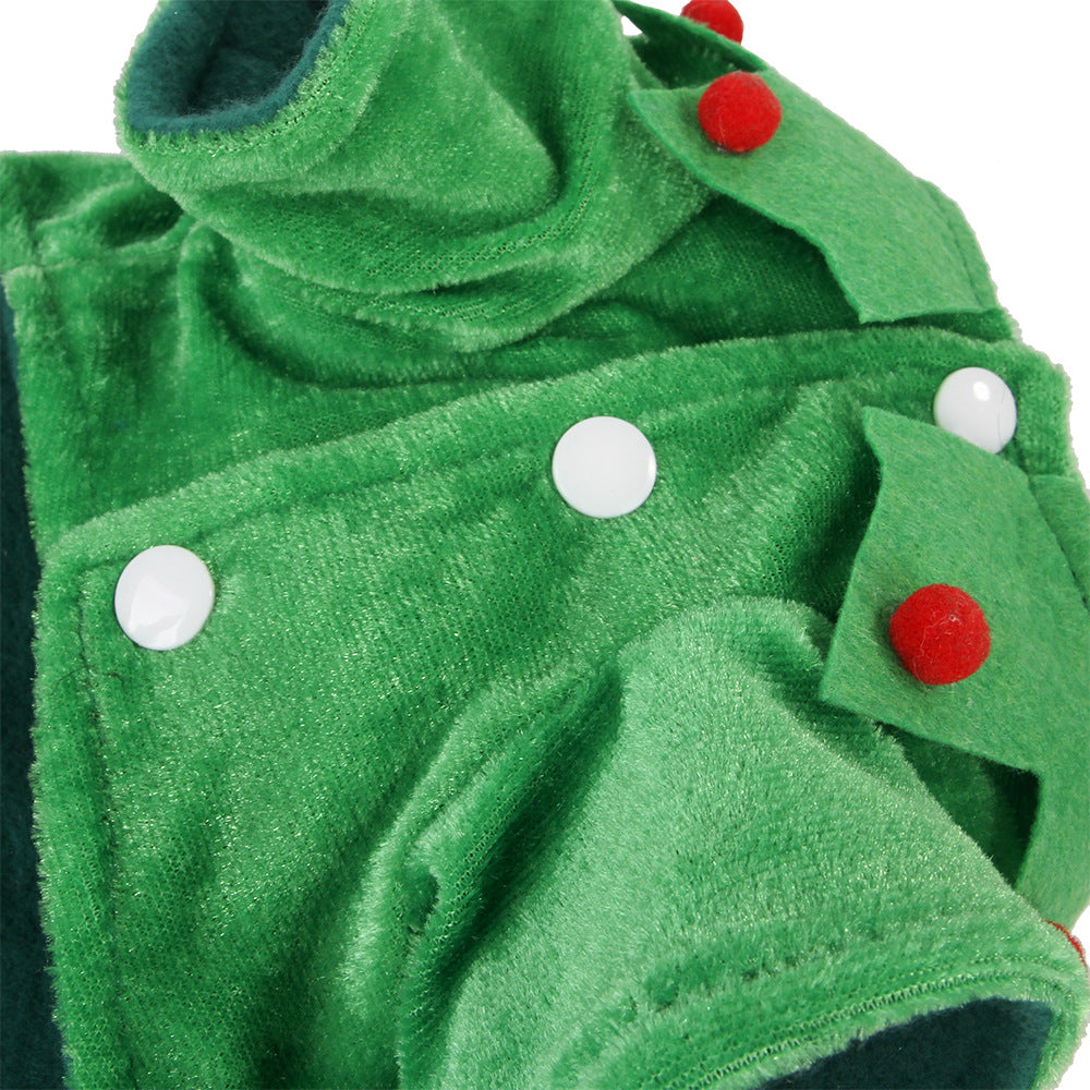 Dog Hoodie Green Christmas Elf Dog Shirt Set with Hat