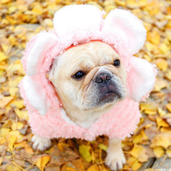 Dog Hoodie Pink Flower Cotton Warm Hoodie Bulldog Pet Coat