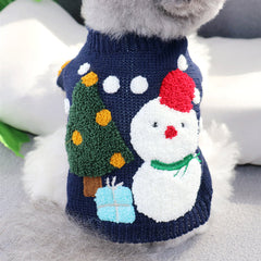 Xmas Dresses for Dogs  Autumn Embroidered Tree Snowman Sweater