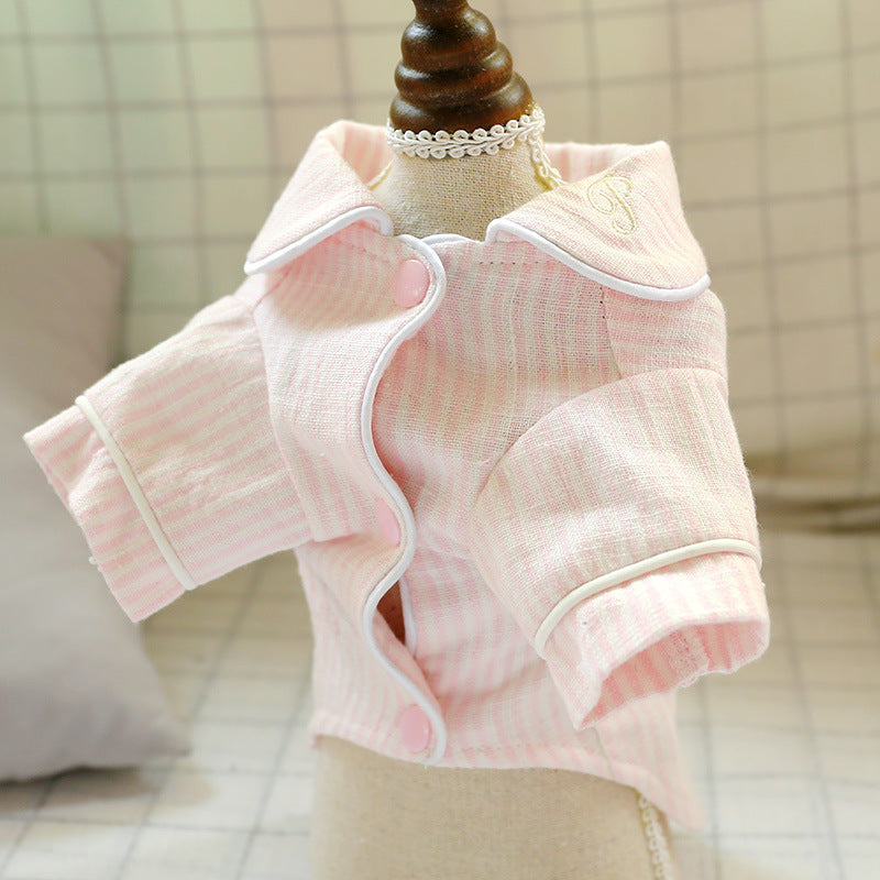 Dog  Pajamas Linen  Home Clothing Striped Cotton Teddy