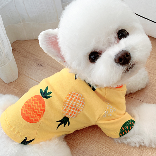 Dog Shirts Pineapple Print Yellow  Pet Clothes