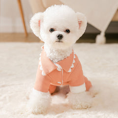 Dog Shirts Pink Cute Lapel Dog Jumpsuit