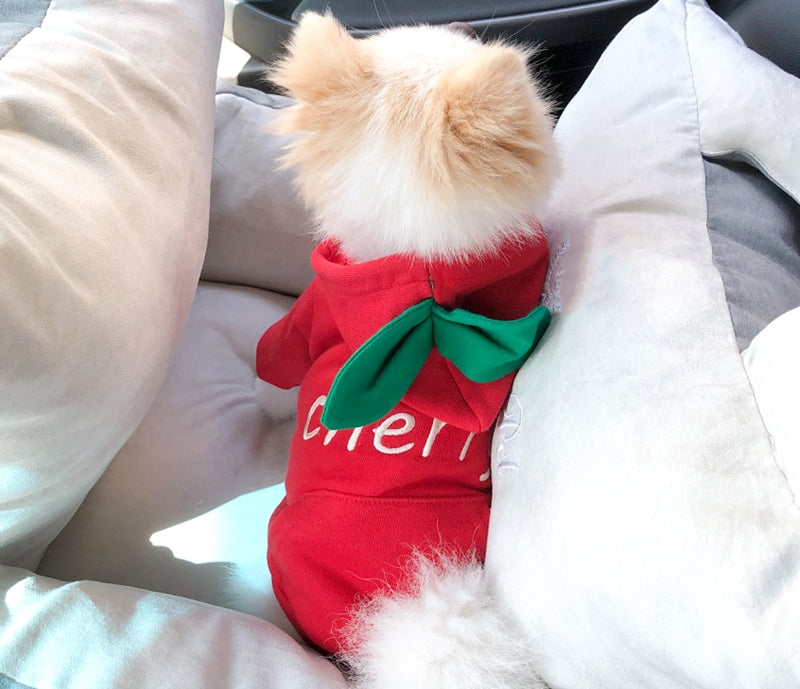 Dog Hoodie Cherry Pet Cotton Clothes Tops