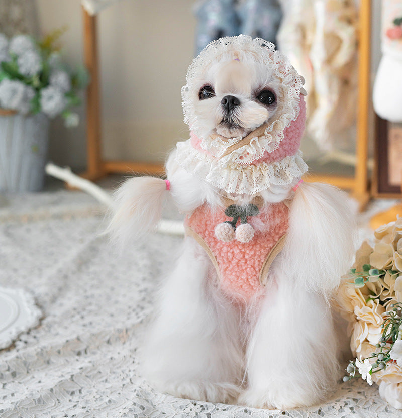 Dog Hoodie Lovely Lace Maltese Cotton Pet Hoodie Coat