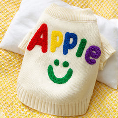 Colorful Letter Dog Sweater with Smile Design