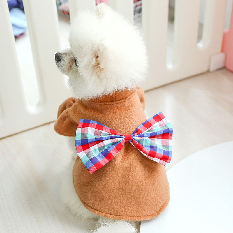 Dog Shirt Blue Bowknot Princess Autumn Dress