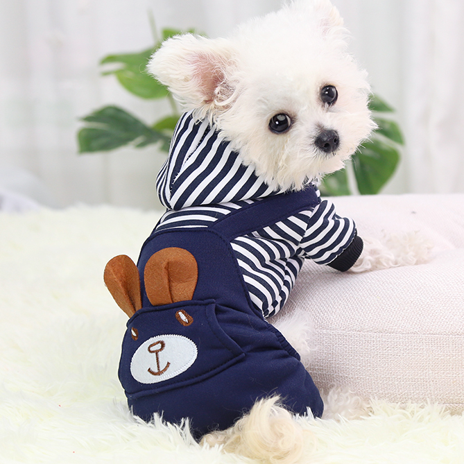 Dog Hoodie Pink Stripe Winter Coat Jumpsuit