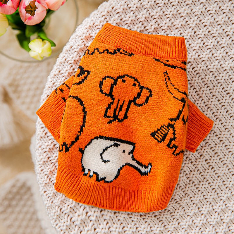 Dog Shirts Orange Pet Warm Tops Sweater