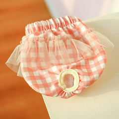 Dog Dresses for Small Dogs Plaid Anti-harassment Yarn Menstrual Pants