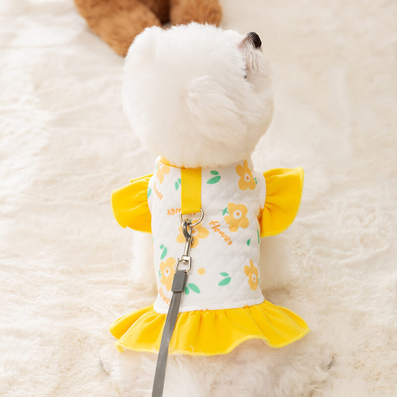 Dog Dresses Sunflower Yellow Pet Leshes Lucky Shirts