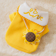 Dog Hoodie Pet Autumn Cute Sunflower Lapel