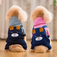 Dog Hoodie Pink Stripe Winter Coat Jumpsuit