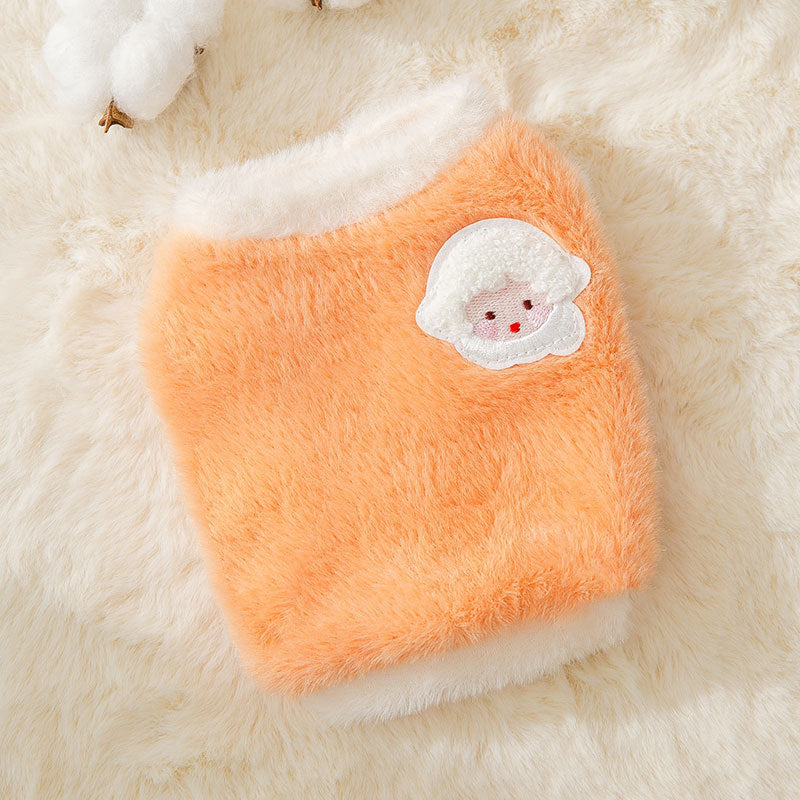 Cat Shirts Pink Cartoon Fur Neck Fleece Pet Tops